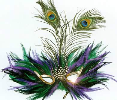 (image for) Purple, Green & Black Feather Party and Halloween Mask - 65026 - Click Image to Close